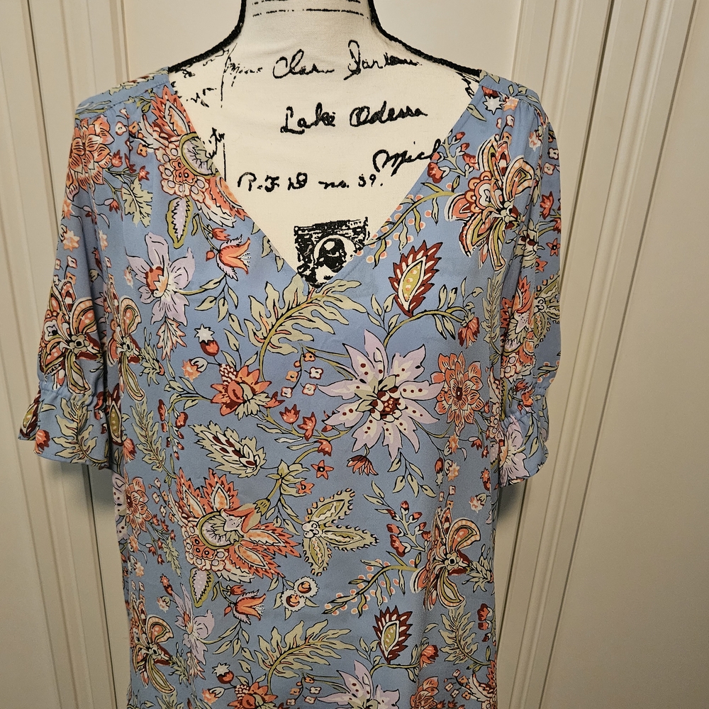 LOFT Blue Ruffled Blouse